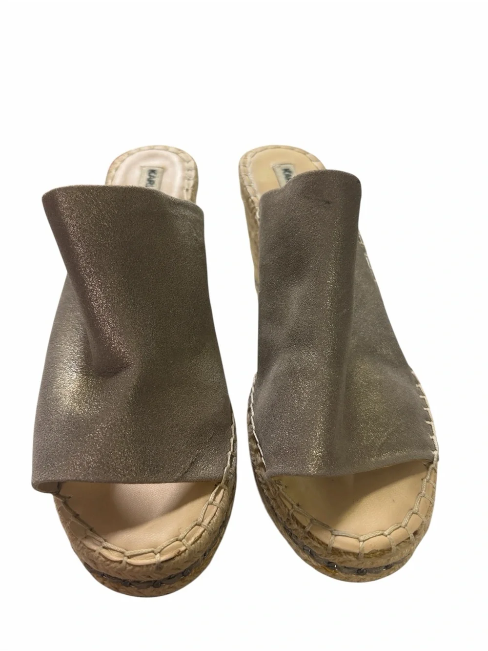 Karl Lagerfeld Metallic Espadrille Wedge Slide